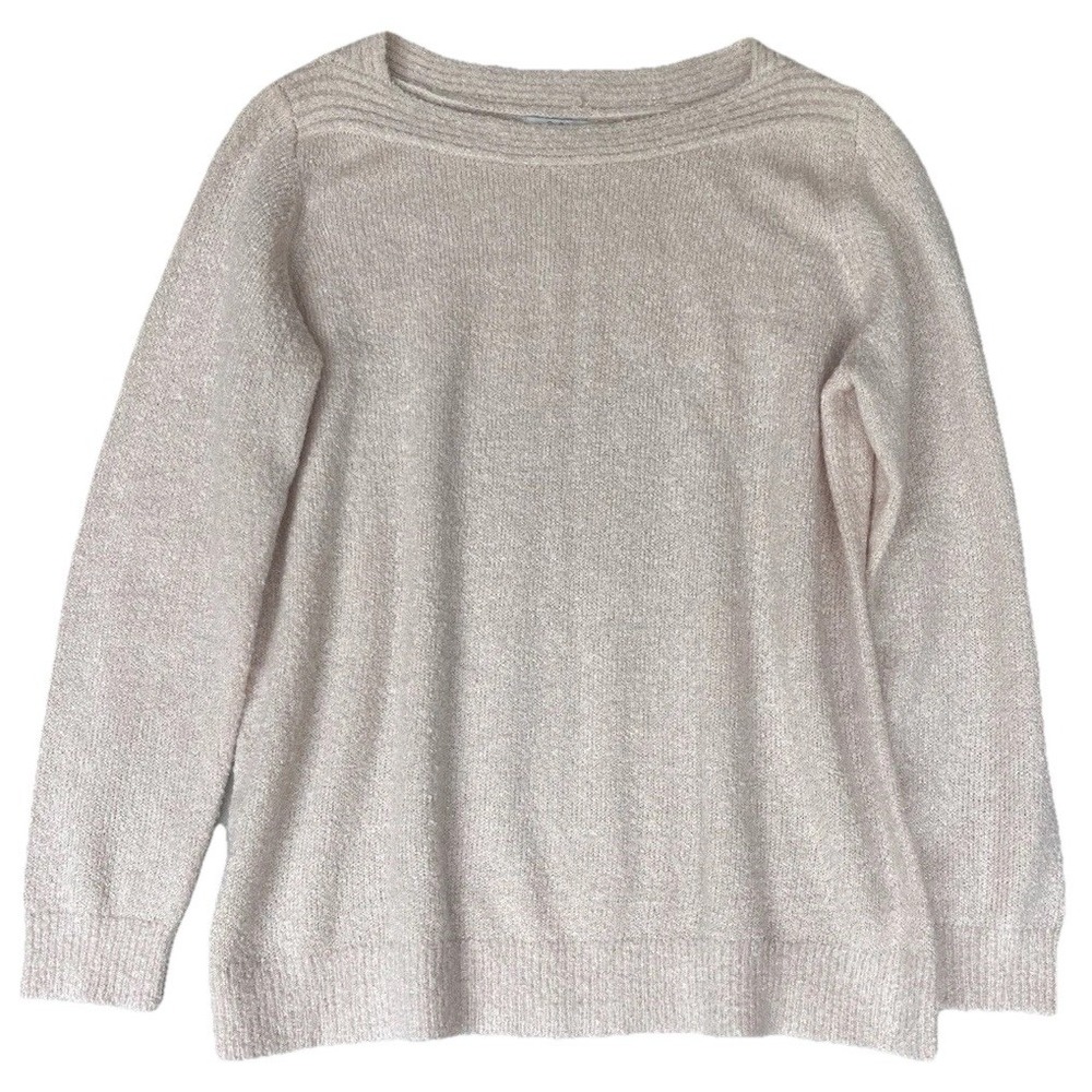 Croft Barrow Sweater Womens XL Ballet Pink Metallic‎ Stretchy Soft Glam Feminine